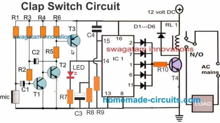 circuito de interruptor de aplauso transistorizado simples