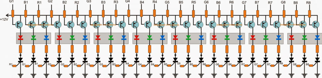 diagrama de conexão de LED de rolagem