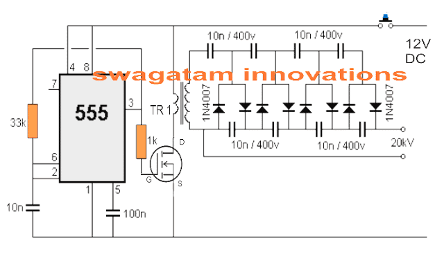 Simpel stun gun-kredsløb ved hjælp af IC 555