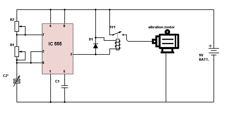 Circuito de interruptor ativado por pressão IC 555