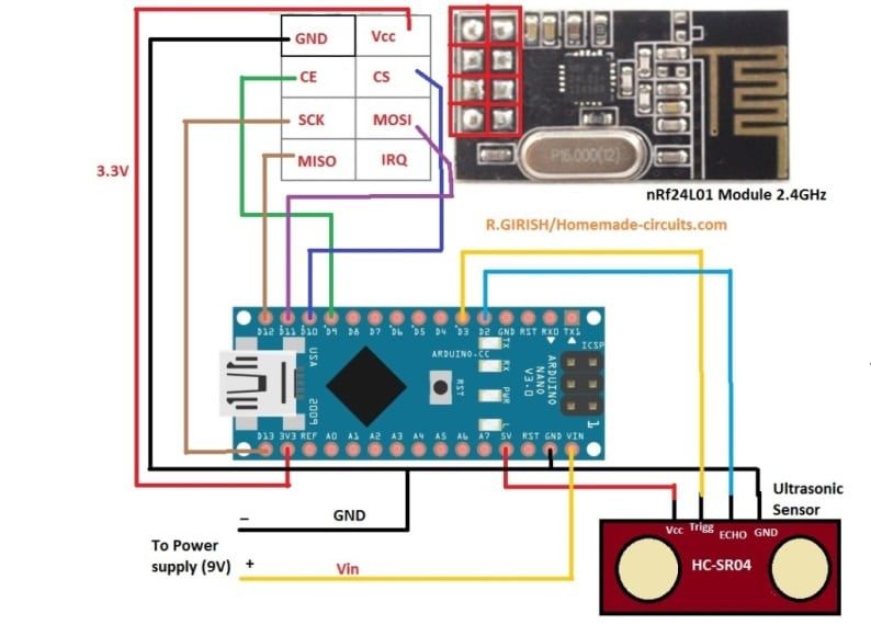 Сензор за гориво, верига на датчика за ниво на предаване Arduino