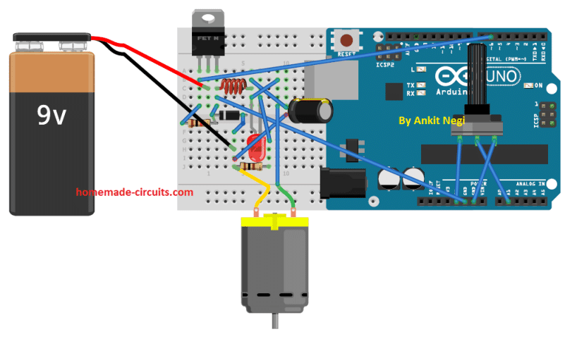 Buck Converter využívající rozložení kabeláže Arduino