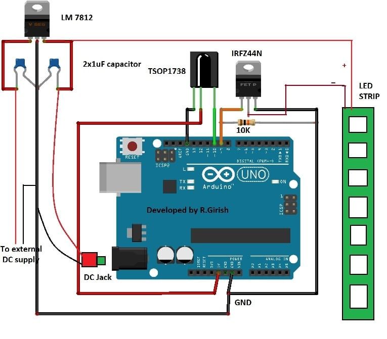 جهاز تحكم بشريط إضاءة LED مع Arduino