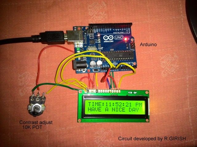 conexão de fio entre o LCD e o Arduino