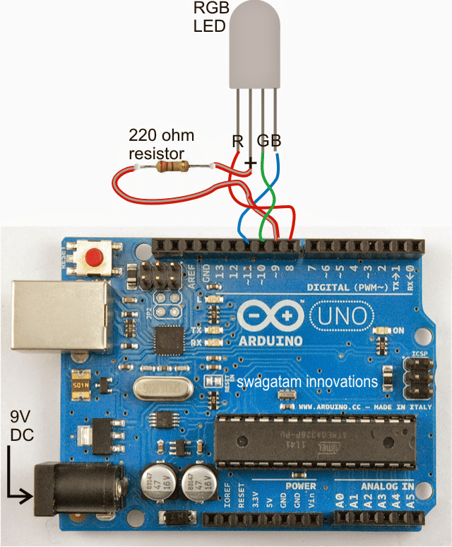 Circuit de llum seqüencial que flueix Arduino RGB