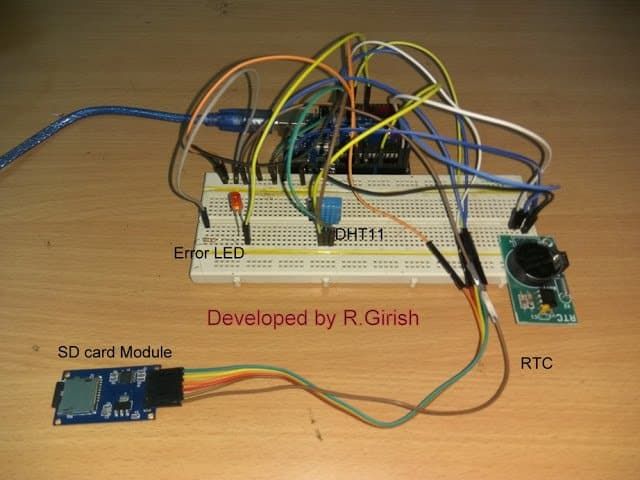Arduino के साथ इंटरफ़ेड एसडी कार्ड मॉड्यूल के लिए प्रोटोटाइप