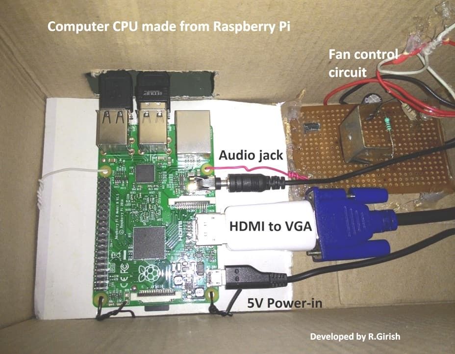 الكمبيوتر المصنوع باستخدام raspberry pi.