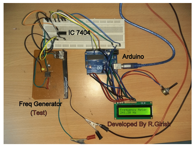 Prototypový obrázok merača frekvencie Arduino