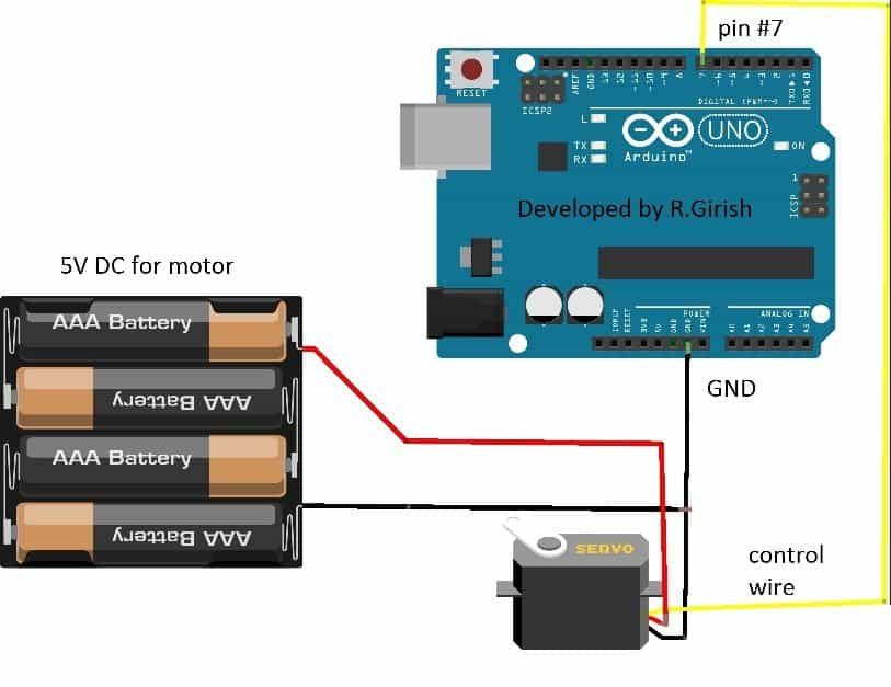 كيفية ربط محرك سيرفو مع Arduino.