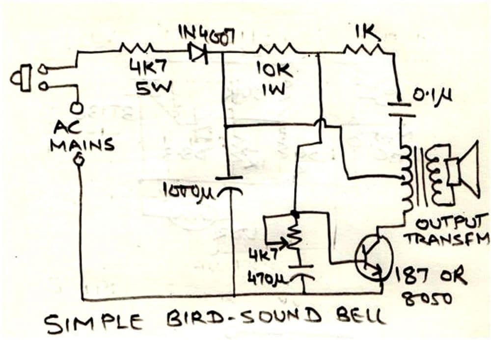 circuito simulador de som de pássaros cantando