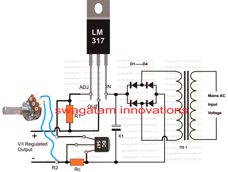 LM317 या LM338 सर्किट के साथ पॉट कैसे कनेक्ट करें