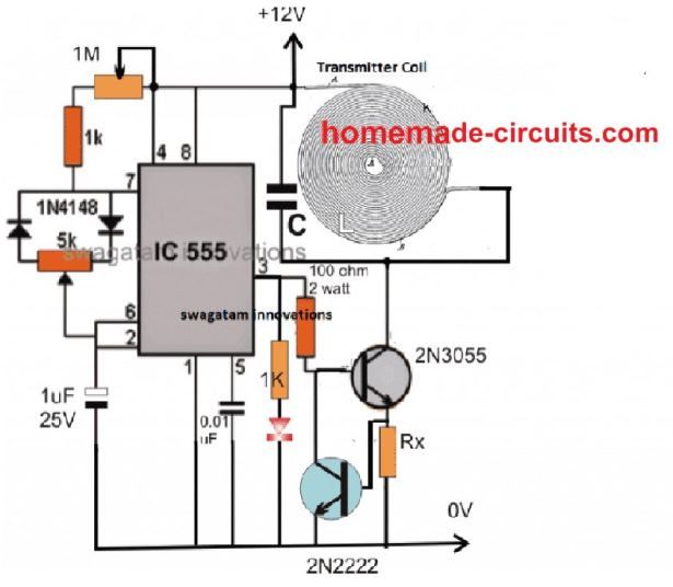 circuito trasmettitore caricabatterie wireless ad alta corrente