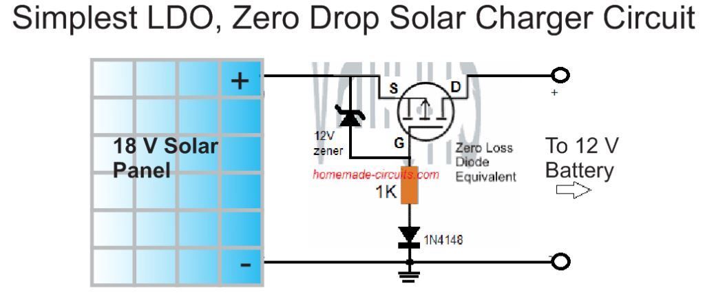 Circuito Carregador Solar Zero Drop LDO
