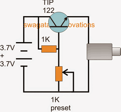 Regulovaný obvod powerbanky pomocí sledovače emitoru TIP122