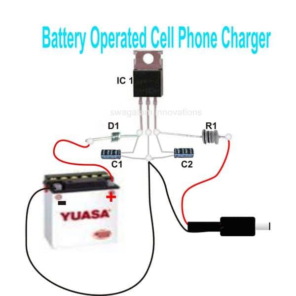 Diagrama de cableado para un circuito de cargador de teléfono celular de 5V