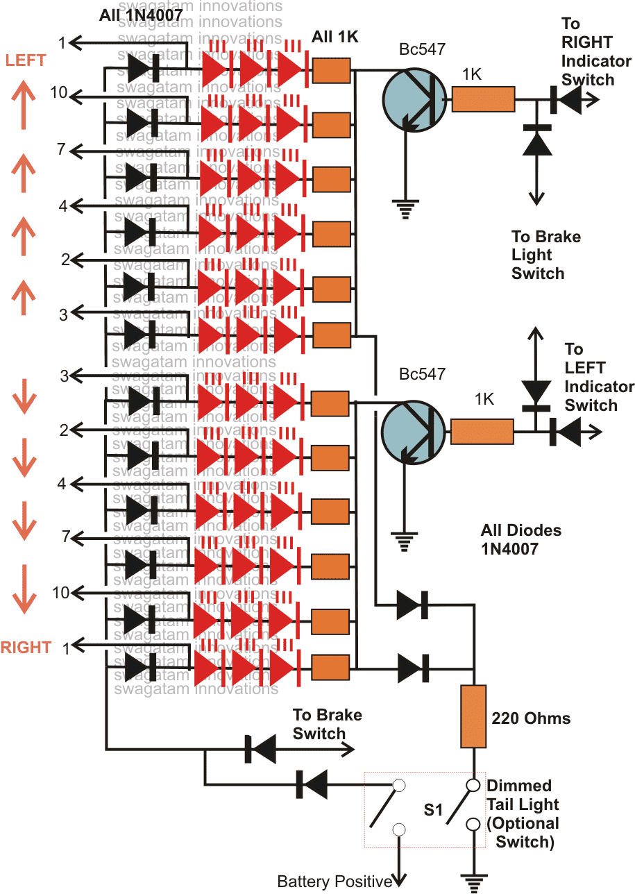 Diseño de secuencia de LED izquierda derecha