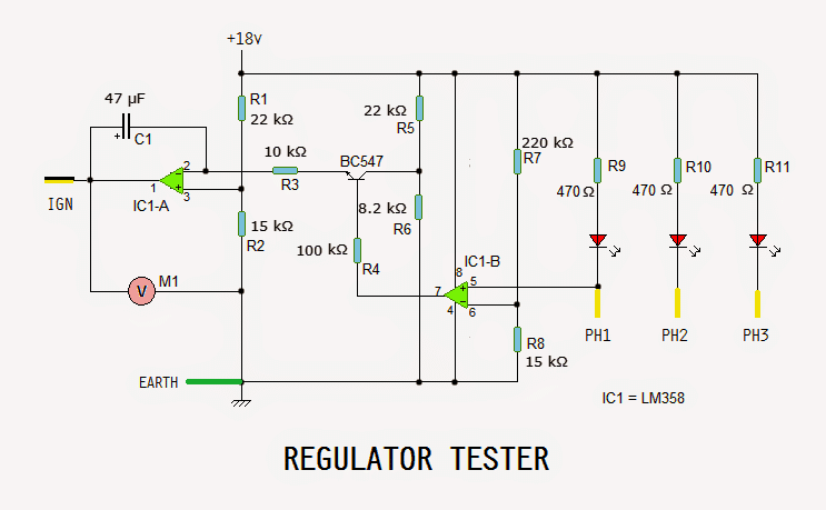 Regulador de motocicletes, circuit de verificador de rectificadors
