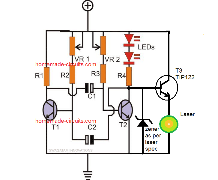 circuito de luz estroboscópica de ponteiro laser