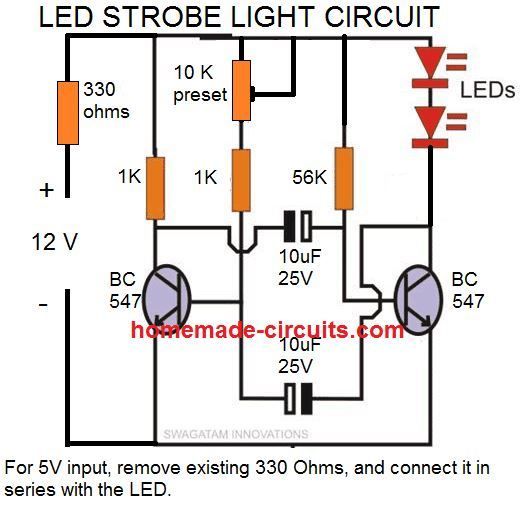 Cara Membuat Sebarang Cahaya sebagai Lampu Strobo Menggunakan Hanya Dua Transistor