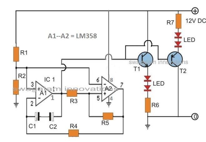 LED Fader vezje - počasi naraščajoč, počasi padajoč LED efektni generator