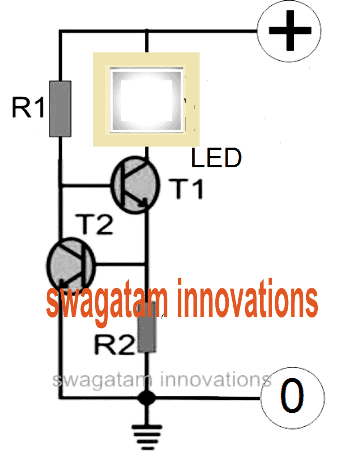 транзисторна верига за ограничаване на тока на LED