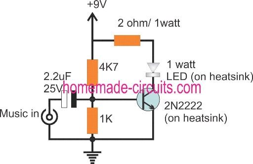 Li-Fi верига, използваща само един транзистор, кондензатор и светодиод