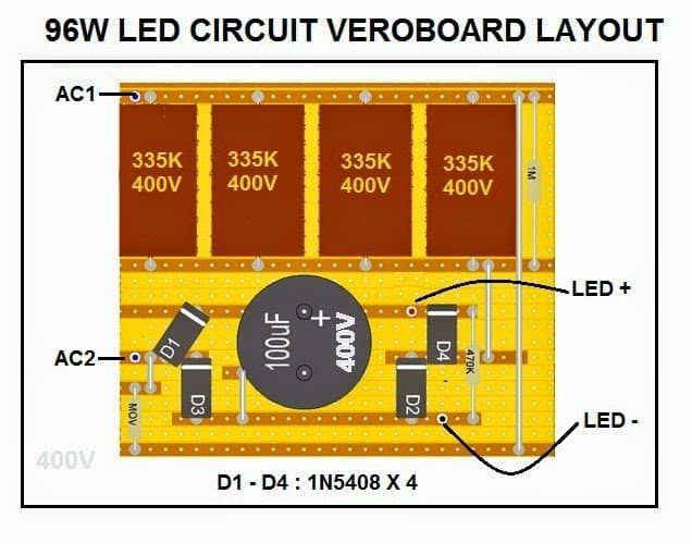 PCB de circuito de controlador LED compacto de 96 vatios