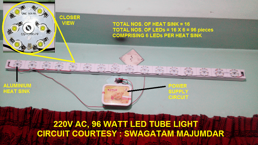 Tubo de luz LED caseiro de alto brilho usando LEDs de 1 watt