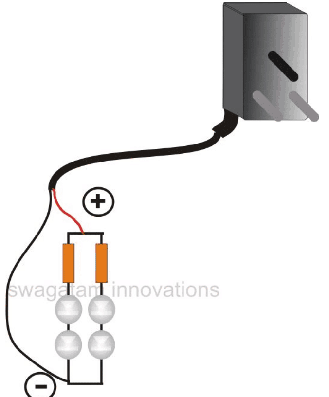 LED lempos gamyba naudojant mobiliojo telefono įkroviklį