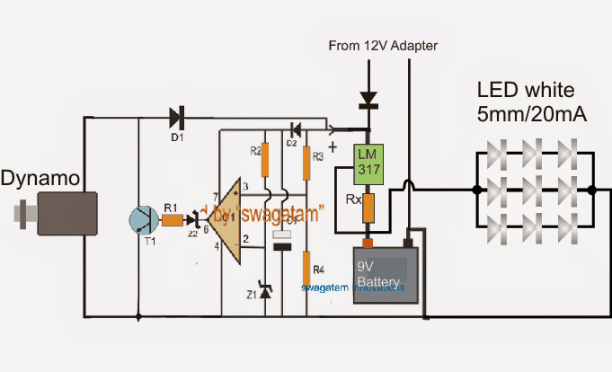 Litar Lentera LED yang boleh dicas semula Menggunakan Dynamo