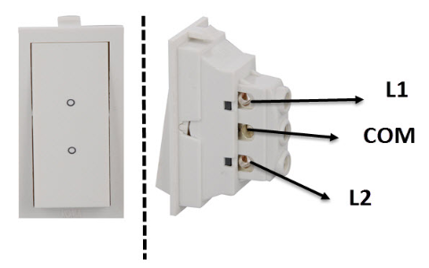 Interruptor bidireccional Vista frontal y posterior