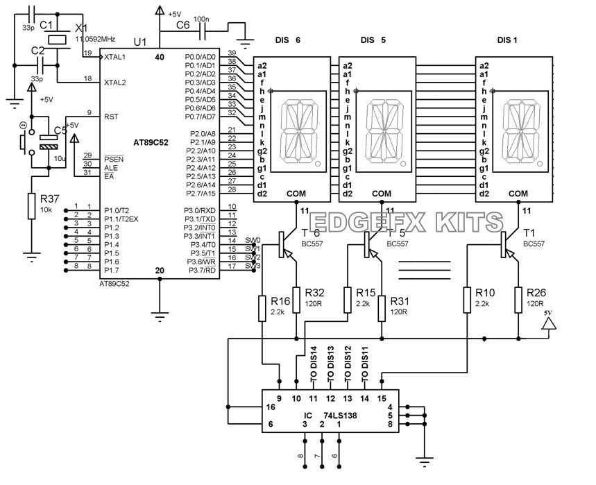Interface de display alfanumérico com microcontrolador AT89S52