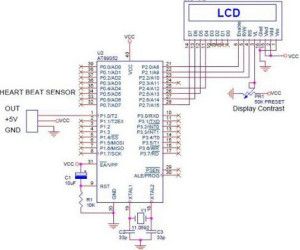 Schema del circuito del monitor digitale del battito cardiaco