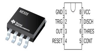 Configuração de DIP e Pin do temporizador NE555