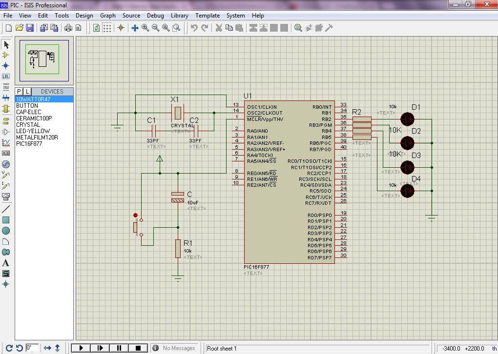 Schemat obwodu projektu mikrokontrolera PIC