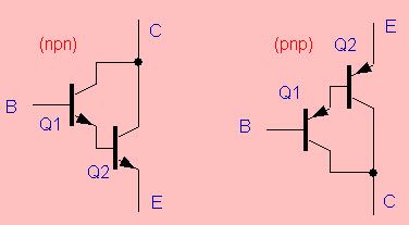 Transistores PNP e NPN Darlington