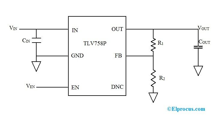 Diagrama de circuito de TLV758P