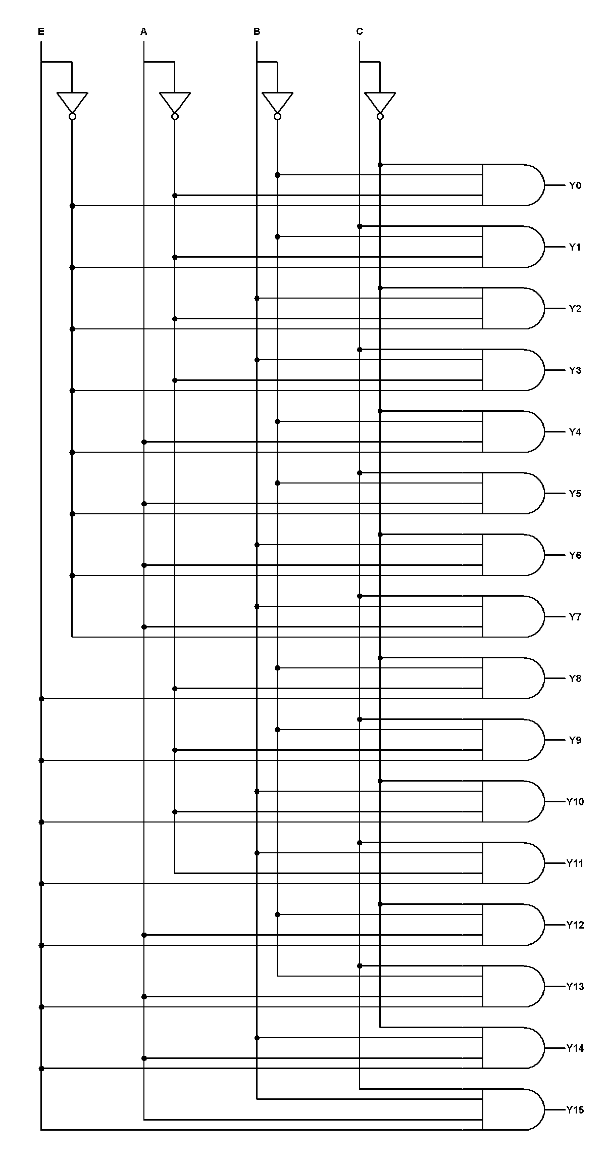 4 hanggang 16 Decoder Circuit