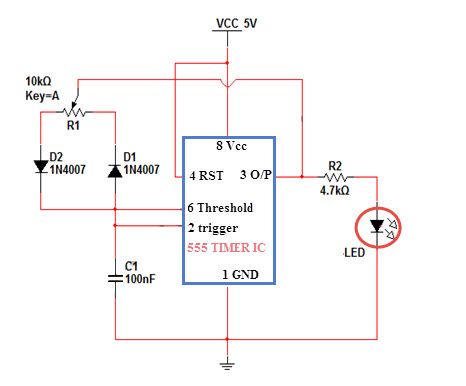LED Driver Circuit til lysstyringskontrol af LED med 555 Timer