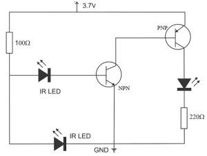 Infrarød sensorkredsløb ved hjælp af transistorer