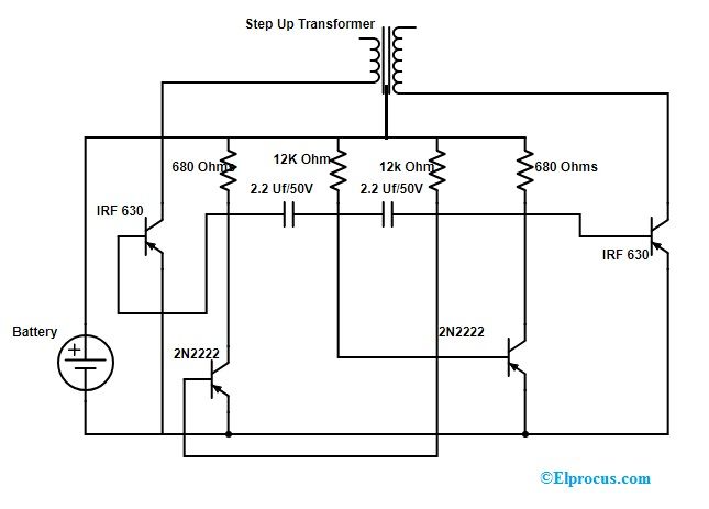 Rangkaian Konverter DC ke AC menggunakan Transistor