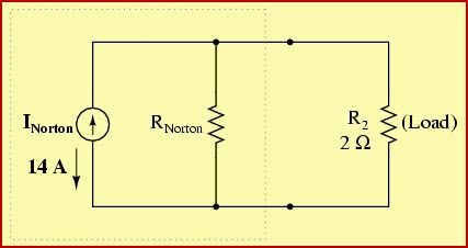 Nortons Equivalent Circuit con INorton, RNorton, RLoad