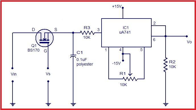Circuito de muestreo y retención usando amplificador operacional