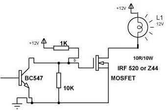 Lâmpada de comutação usando MOSFET