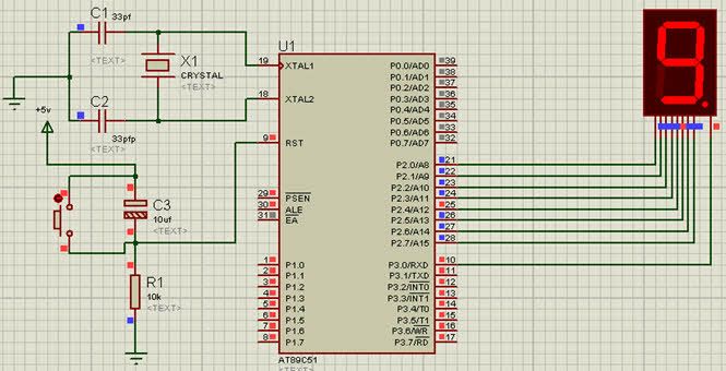 Számok megjelenítése 7 szegmenses kijelzőn a 8051 mikrokontroller használatával