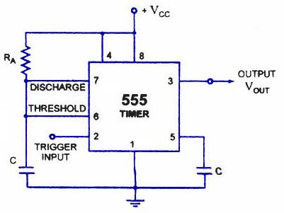 Multivibrador monoestável usando circuito temporizador 555