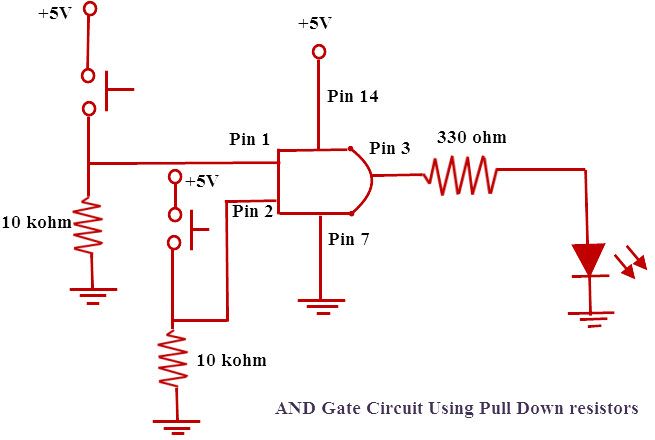 И Gate Circuit с помощта на Pull Down резистор