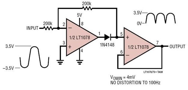 Precision Rectifier gamit ang LT1078