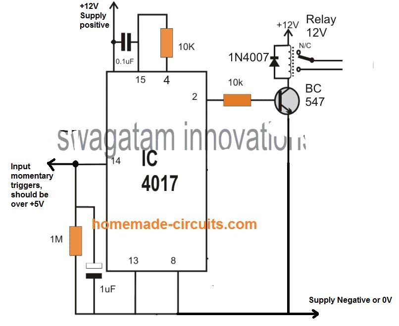 5 circuits de bascule intéressants - Charge ON / OFF avec bouton-poussoir