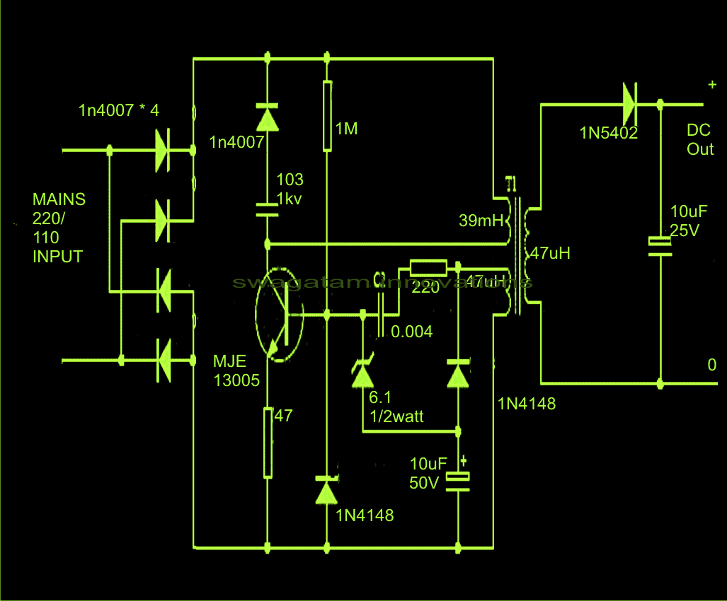 Φθηνότερο SMPS Circuit χρησιμοποιώντας MJE13005
